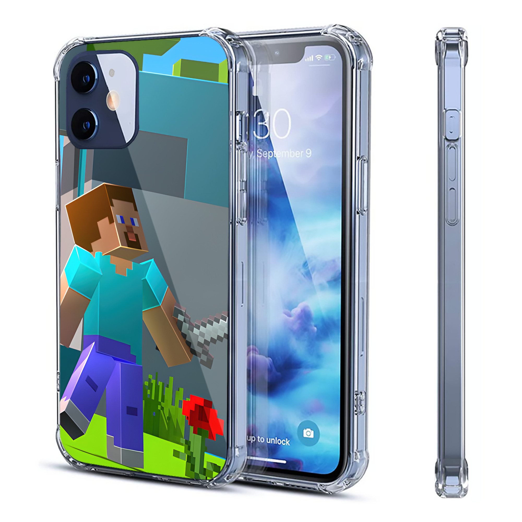 （画像用） マインクラフト ブロックの世界 Minecraft MC Block world 【iPhone 12シリーズ対応】透明スマホケース（クリアソフトケース）